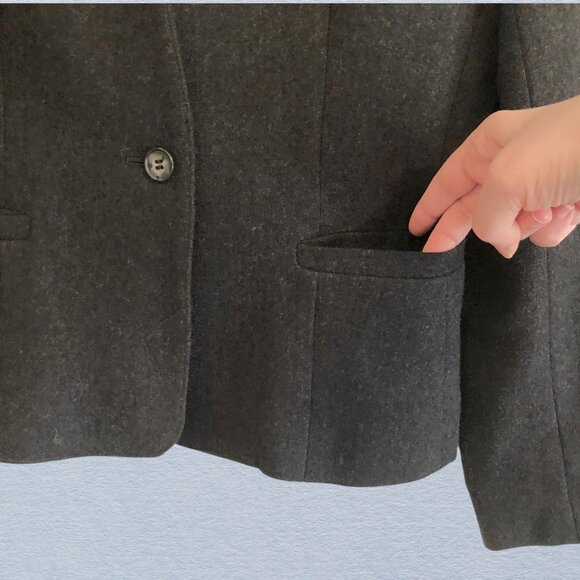 Evan-Picone VTG collarless gray single button blazer - Picture 2 of 10